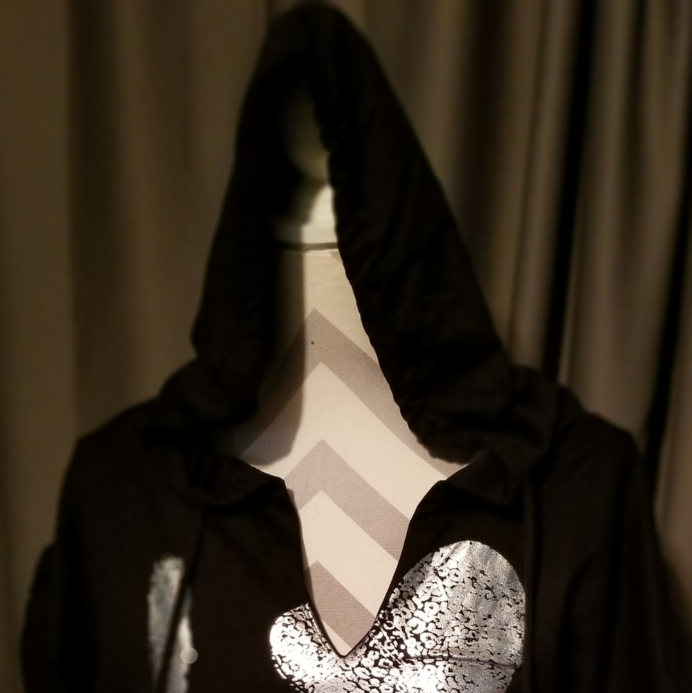NEVER WORE THIS ONE. MISS CHIEVOUS HOODED TOP WITH POCKETS. SAYS "LOVE"